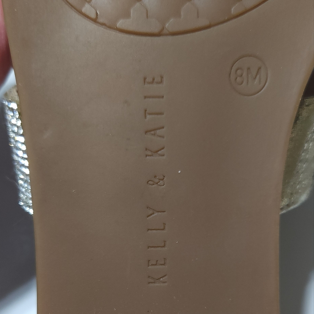Kelly & Katie Silver Tan Sandals with Glitter Straps - Picture 2 of 3